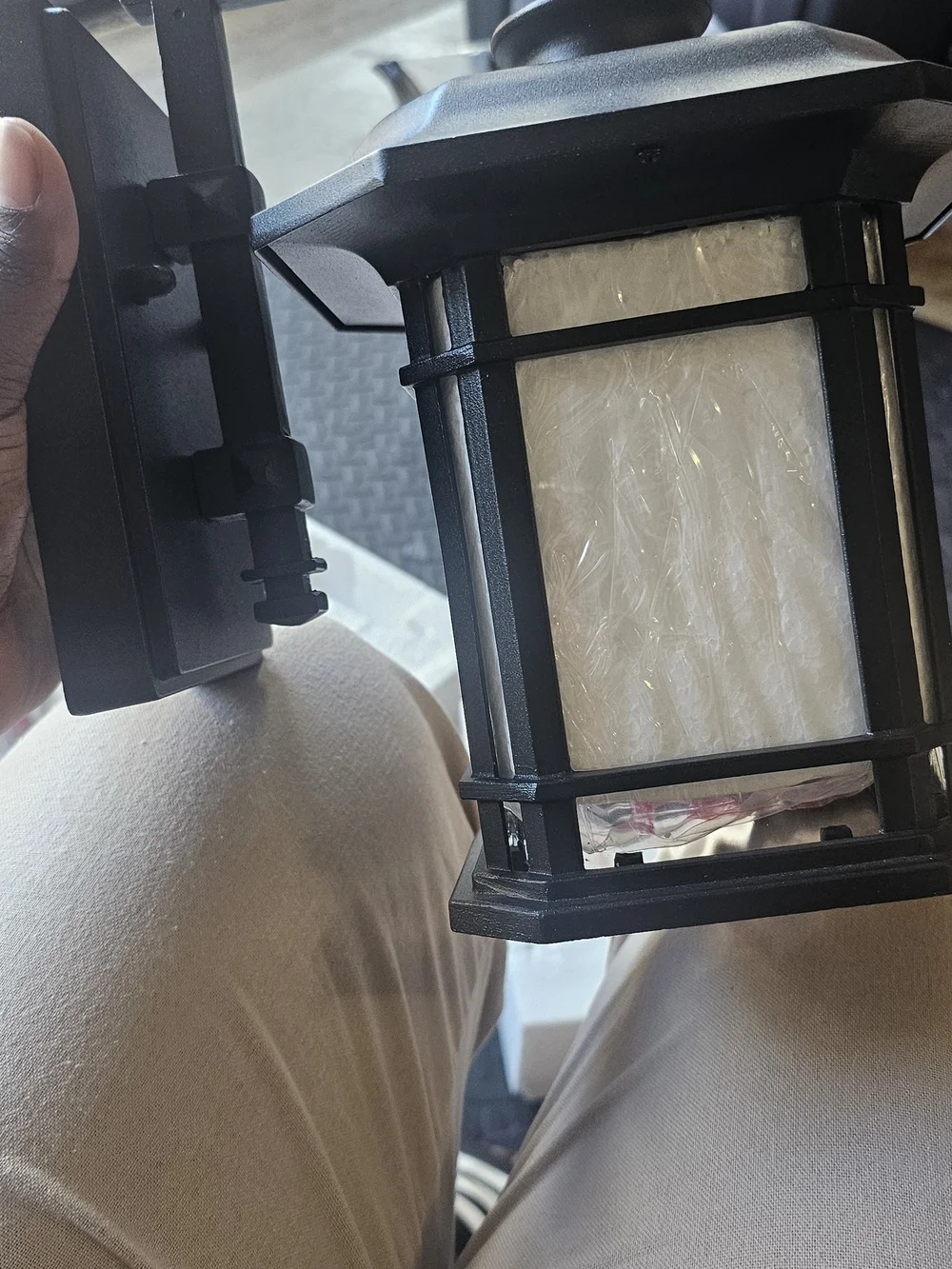 Outdoor Wall Lantern Sconce in Black with Frosted Glass